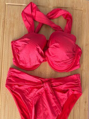Victoria's Secret red bikini set top 38DDD bottoms XXL two piece